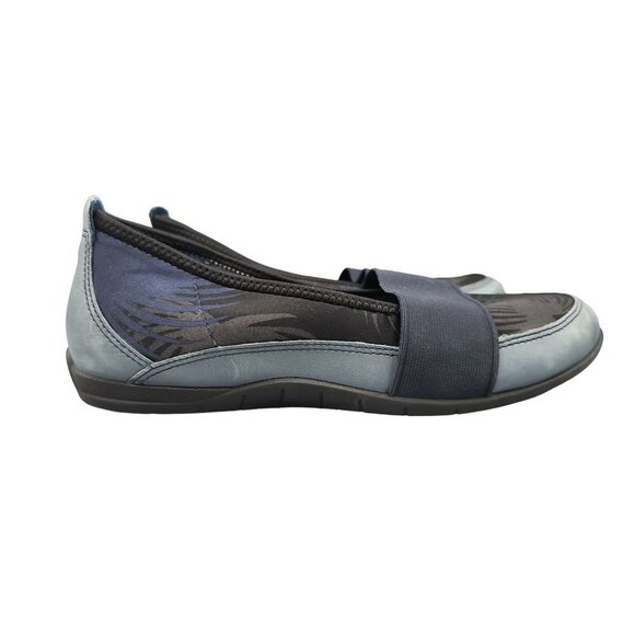 ECCO Bluma Band Womens Denim Blue/Marine Palm Print‎ Ballet Flats Shoes size 6.5 - Picture 1 of 6